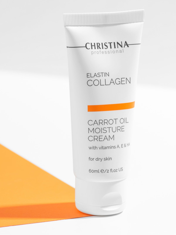 Elastin Collagen Carrot Cream with Vit.A, E&HA - Морковный увлажняющий крем для сухой кожи Christina GENERAL LINE